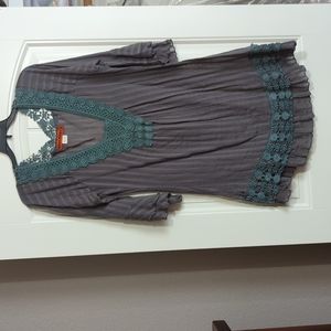 Swim cover dress. 100% cotton gauze. Small. Urban Mango brand. Grey with teal